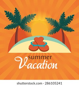 Summer design over orange background, vector illustration.