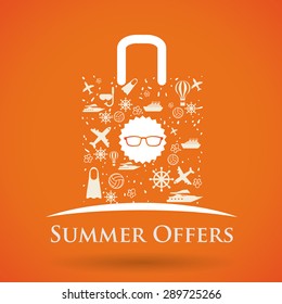 Summer design over orange background, vector illustration.