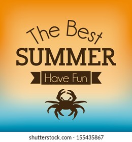 summer design over orange and blue background vector illustration  