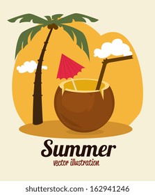 summer design over  pink background vector illustration  