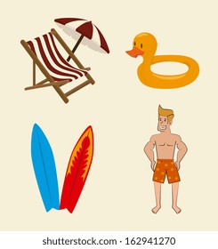 summer design over pink background vector illustration  