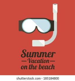 Summer design over red background, vector illustration