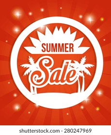 Summer design over red background, vector illustration