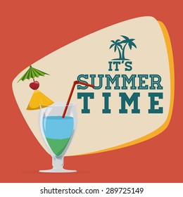 Summer design over red background, vector illustration.