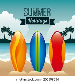 Summer design over seascape background, vector illustration