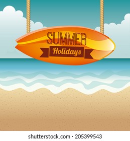 Summer design over seascape background, vector illustration