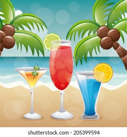 Summer design over seascape background, vector illustration