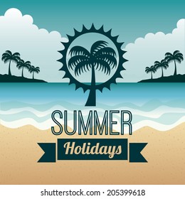 Summer design over seascape background, vector illustration
