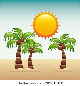 Summer design over seascape background, vector illustration
