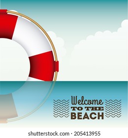 Summer design over seascape background, vector illustration