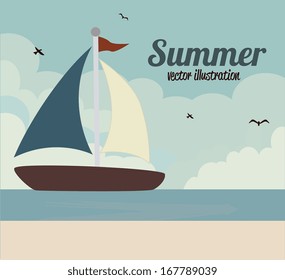 summer design over sky   background vector illustration   