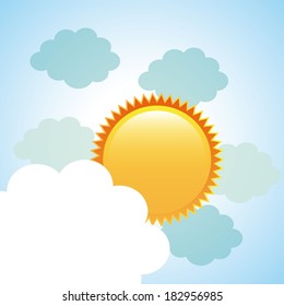 summer design over sky background vector illustration  