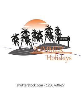 summer design over sunset background vector illustration 