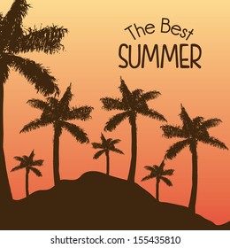 summer design over sunset background vector illustration  