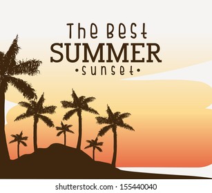 summer design over sunset background vector illustration  