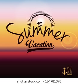 summer design over sunset background vector illustration    
