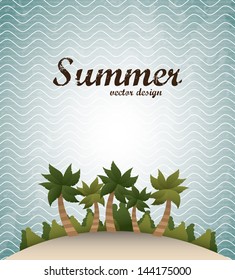 summer design over waves background vector illustration