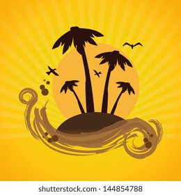 summer design over yellow background vector illustration