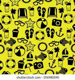 Summer design over yellow background, vector illustration