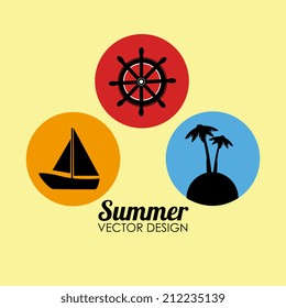 Summer design over yellow background, vector illustration