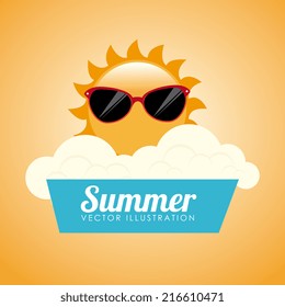 Summer design over yellow background, vector illustration