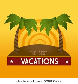 Summer design over yellow background, vector illustration
