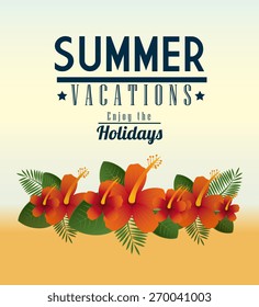 Summer design over yellow background, vector illustration.