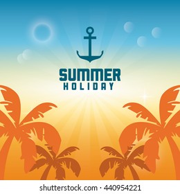 Summer design. palm tree and anchor  icon. graphic design