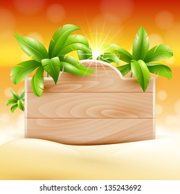 Summer design. Palms and poster board. tropical Vacation