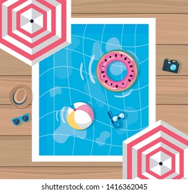 Summer design with pool and umbrella