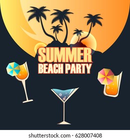 Summer design poster. Summer holidays typography. Vector illustration.