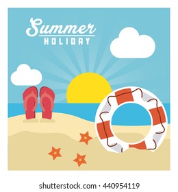 Summer design. sandals and float  icon. graphic design