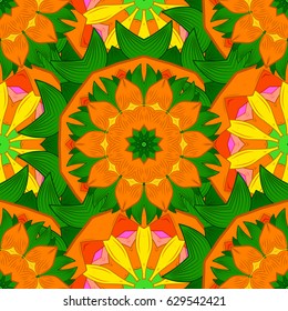 Summer design. Seamless floral pattern can be used for wallpaper, website background, wrapping paper. Leaf natural pattern in colors. Vector flower concept.