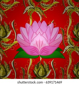 Summer design. Seamless floral pattern can be used for wallpaper, website background, wrapping paper. Leaf natural pattern in red colors. Vector flower concept.