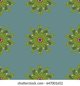 Summer design. Seamless floral pattern can be used for wallpaper, website background, wrapping paper. Leaf natural pattern in blue colors. Vector flower concept.