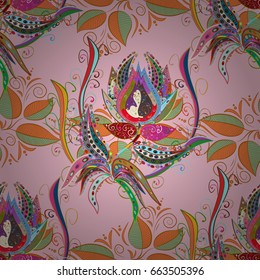 Summer design. Seamless floral pattern can be used for wallpaper, website background, wrapping paper. Leaf natural pattern in pink colors. Vector flower concept.