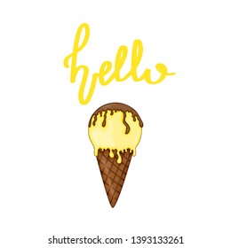 Summer design sticker with summer elements and hand lettering words. Great for t-shirt prints, tote bags and shoppers, fabric, cards, posters and web. - Vector cream