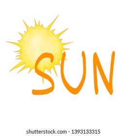 Summer design sticker with summer elements and hand lettering words. Great for t-shirt prints, tote bags and shoppers, fabric, cards, posters and web. - Vector sun