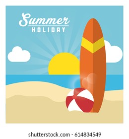 Summer design. surf table and ball  icon. vector graphic 