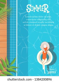 summer design with swimming pool background. can be use for greeting and invitation card. background , backdrop. vector illustration - Vector