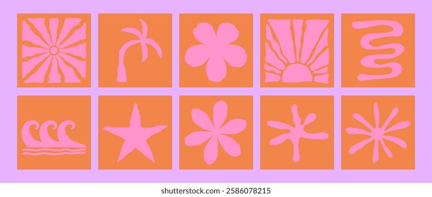 Summer design symbol, groovy vintage theme. Vector Illustration.