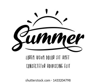 SUMMER design template inspiration, black white, vector illustration