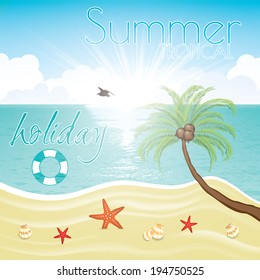 Summer design tropical holiday  beach illustration