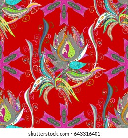 Summer design. Vector flower concept. Seamless floral pattern can be used for wallpaper, website background, wrapping paper. Leaf natural pattern in blue and pink colors.