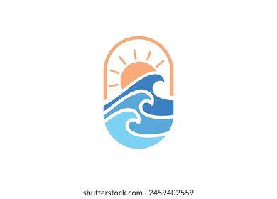 summer design with water and sun logo