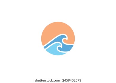 summer design with water and sun logo