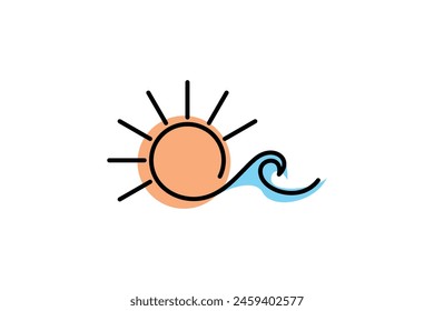 summer design with water and sun logo