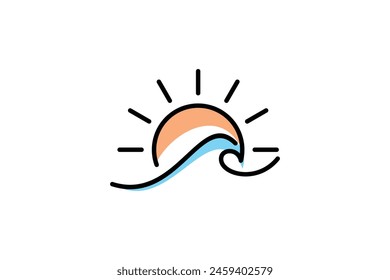 diseño de verano con agua y sol logo