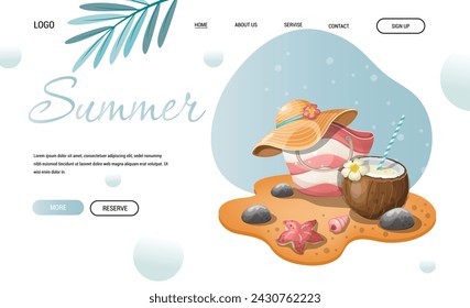 Summer design web page template. Hand drawing. Vector.