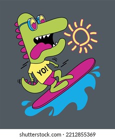 Summer design YO! Croc. Editable colors and vector curves. It can be easily Edited using any vector design software.
For your t-shirts printing, sticker designs, posters, vector element, etc.